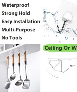 Alternative view of JINSHUNFA Adhesive Wall Hooks 13LB Heavy Duty No Drill Transparent Waterproof Hooks for Bathroom Kitchen Towel Coat 12 Pack