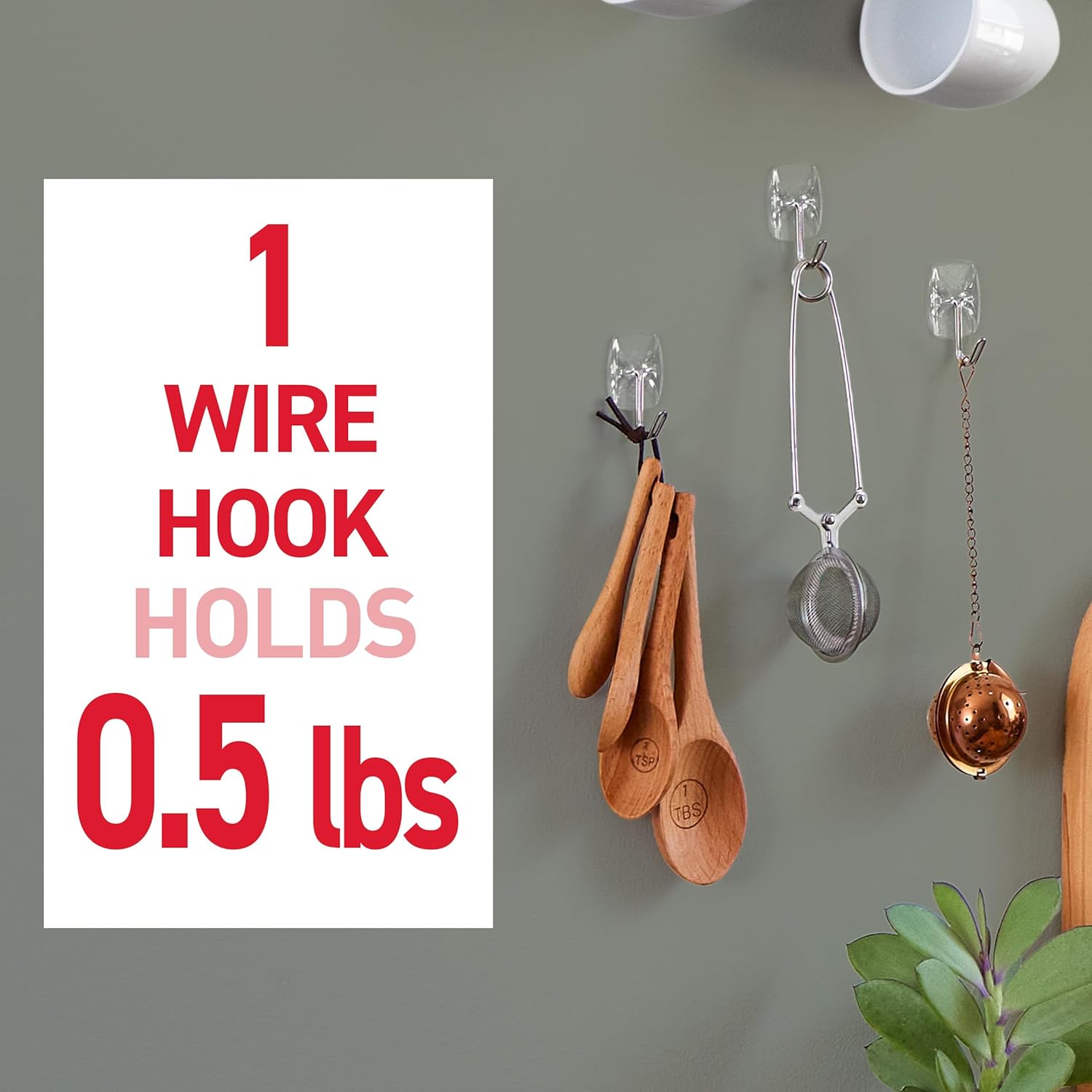 Command Small Clear Wire Toggle Hooks. 10 Wall Hook and 12 Strips. Damage-Free Hanging with Adhesive. Great for Hanging. Organization and Storage. Holds up to 0.5 lb - Image 3